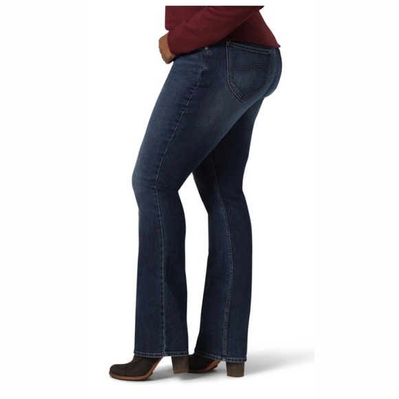 Lee Riders Women's MidRise Bootcut Jeans Sz 16 L Blue Dark Wash Denim - Picture 1 of 10